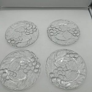 Set of 4 KIG Indonesia Vintage Clear Salad Plate Plates Fruit Glass